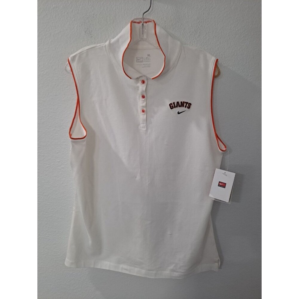 Nike MLB San Francisco Giants Women White Sleeveless Polo Shirt Casual XL NWT